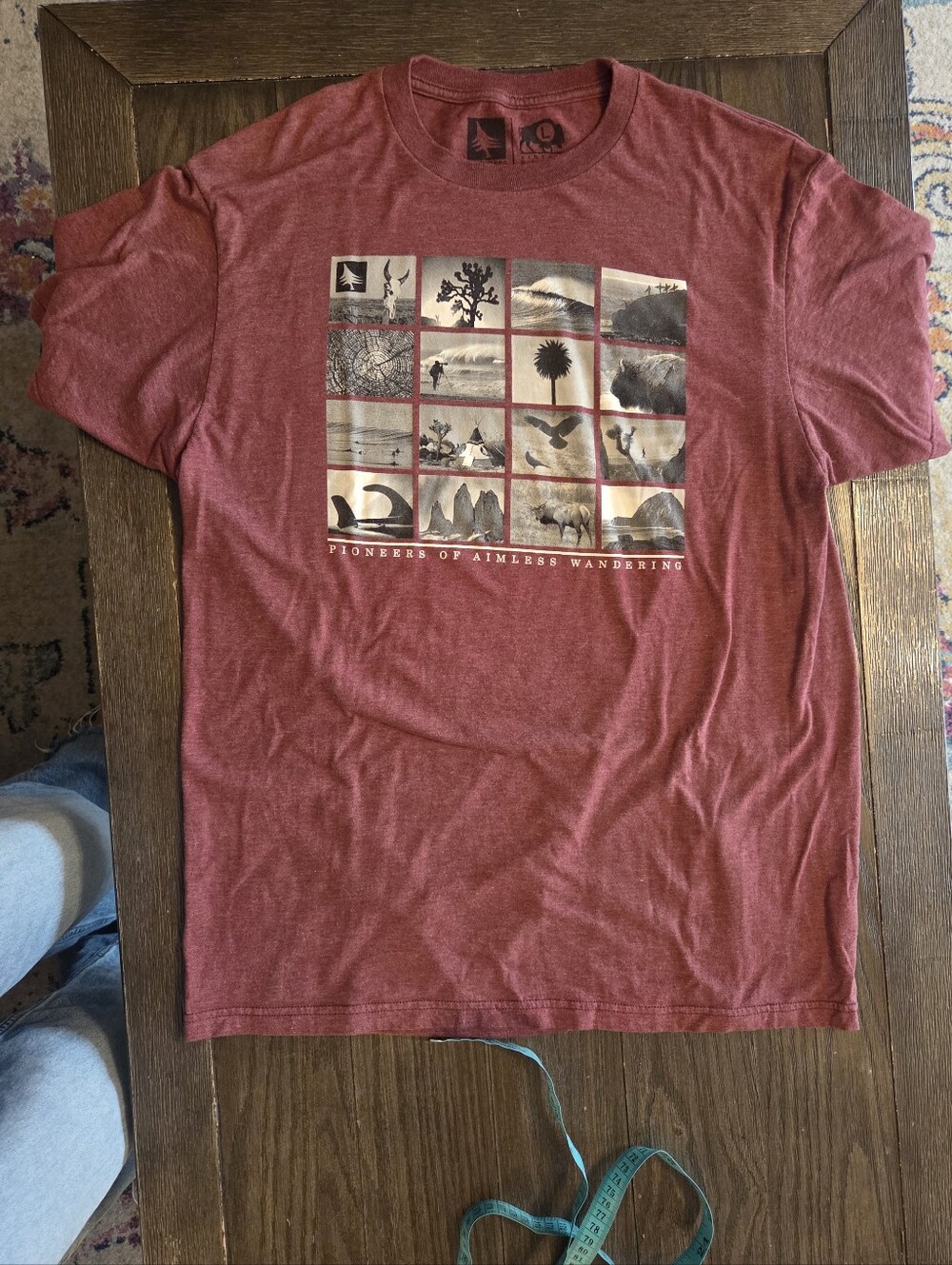 Men's Maroon Graphic Short Sleeve Tee with Nature Montage